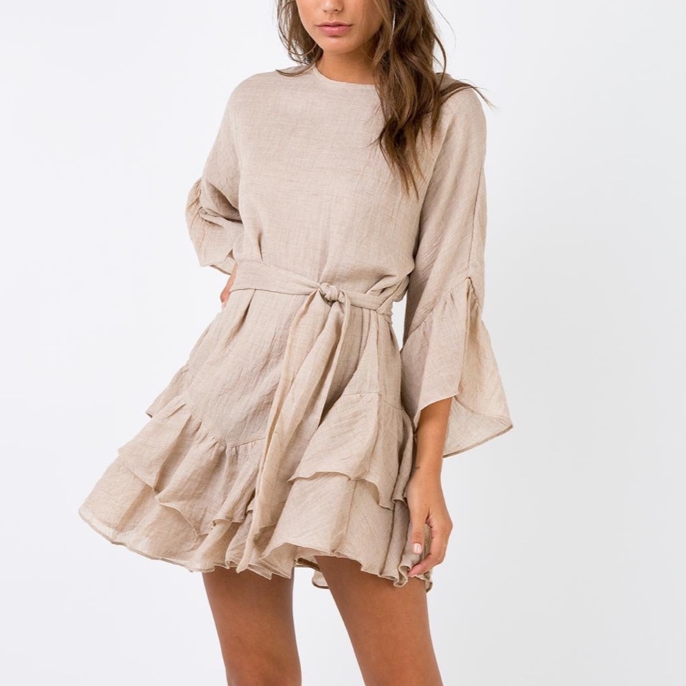 princess polly tan long sleeve dress